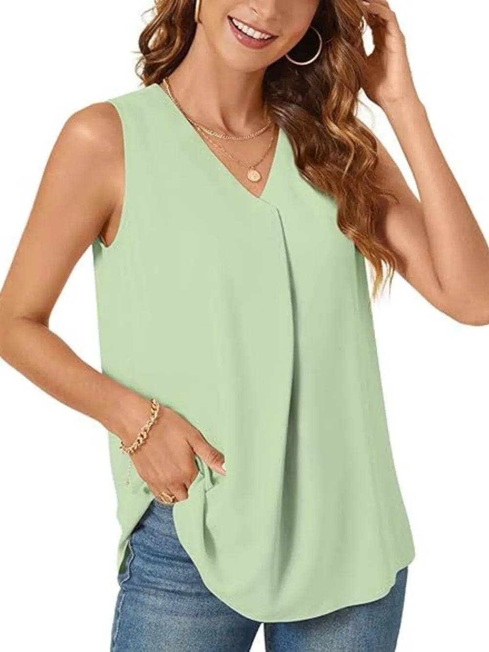 Full Size V-Neck Sleeveless Tank Top Plus Size, image 19