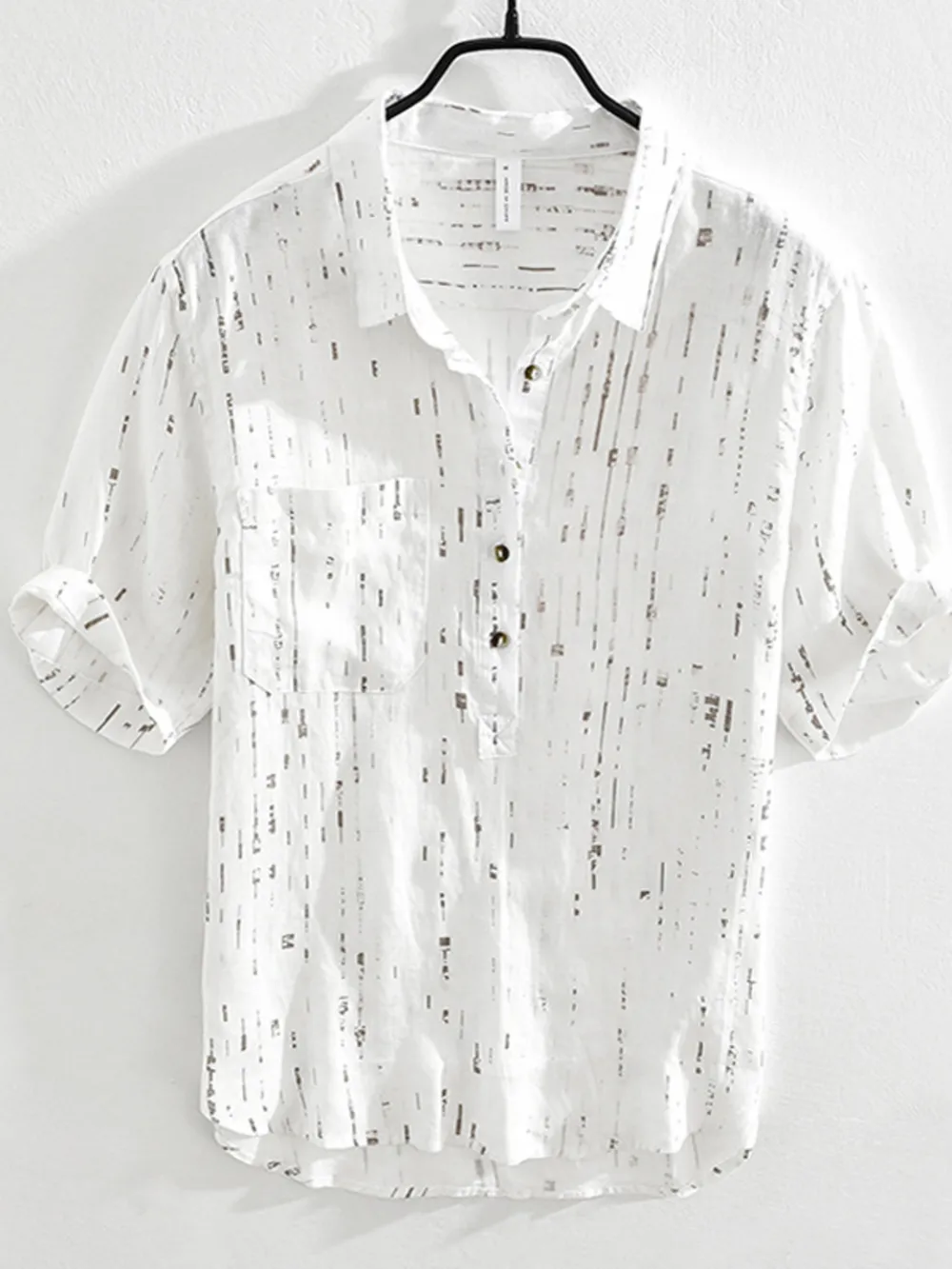 Men's Plus Size Printed Button Detail Short Sleeve Polo Shirt, image 2