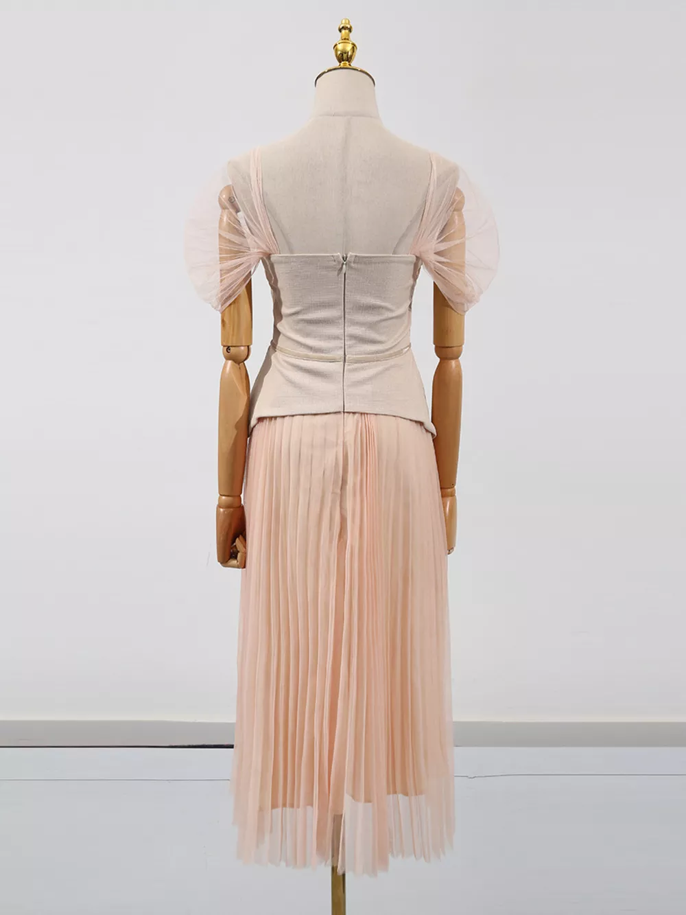 Embroidered Tulle Pleated Midi Dress, image 3