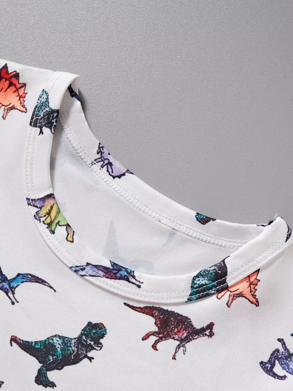 Children's Dinosaur Print Round Neck Top and Shorts Set, image 3
