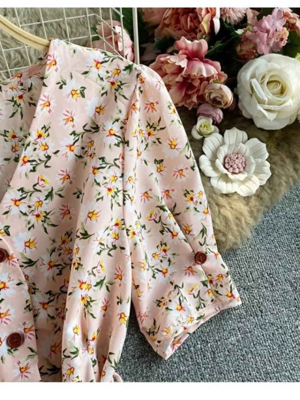 Floral Print V-Neck Midi Dress, image 12