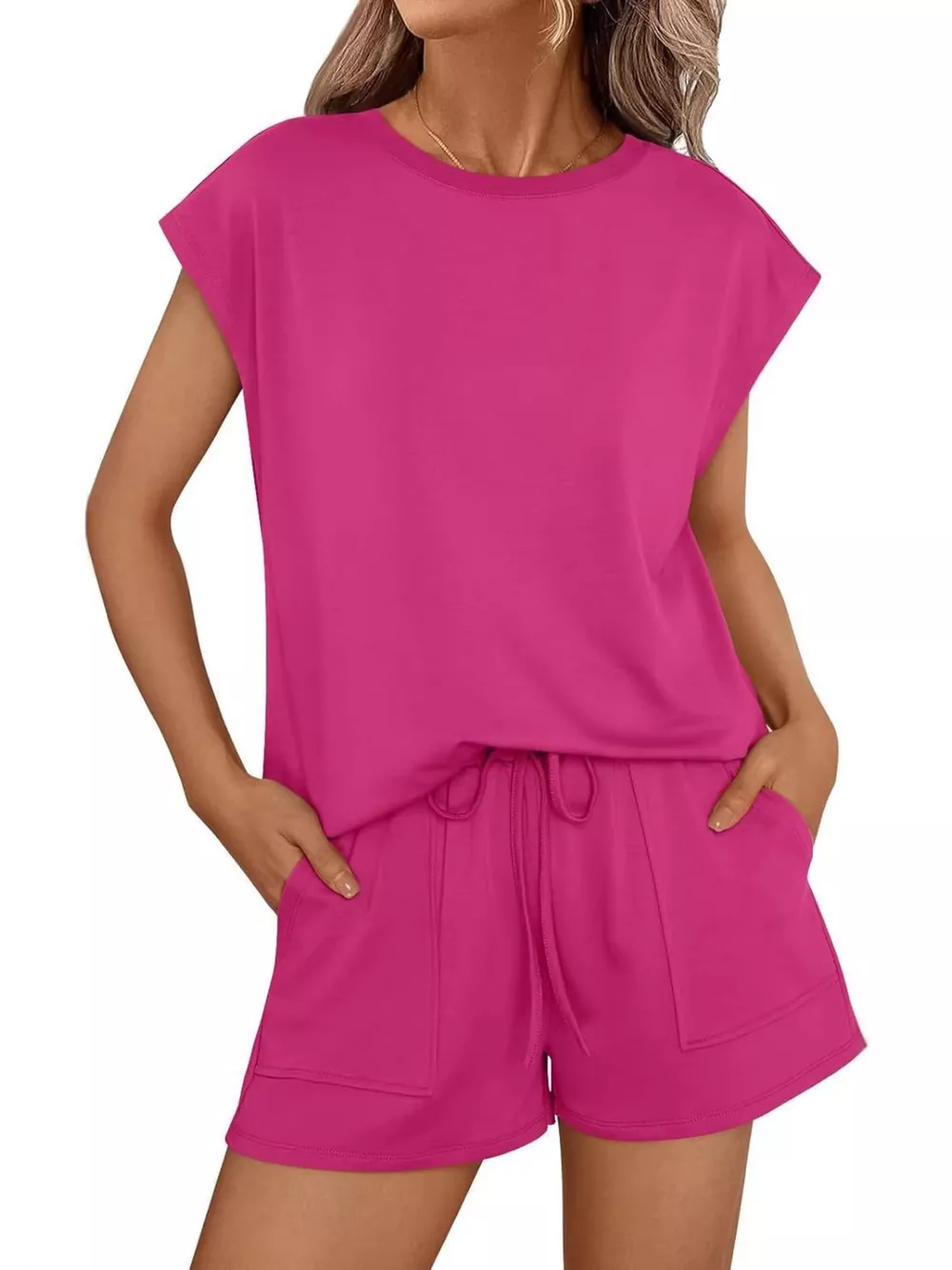 Casual Solid Color T-Shirt and Shorts Set, image 11