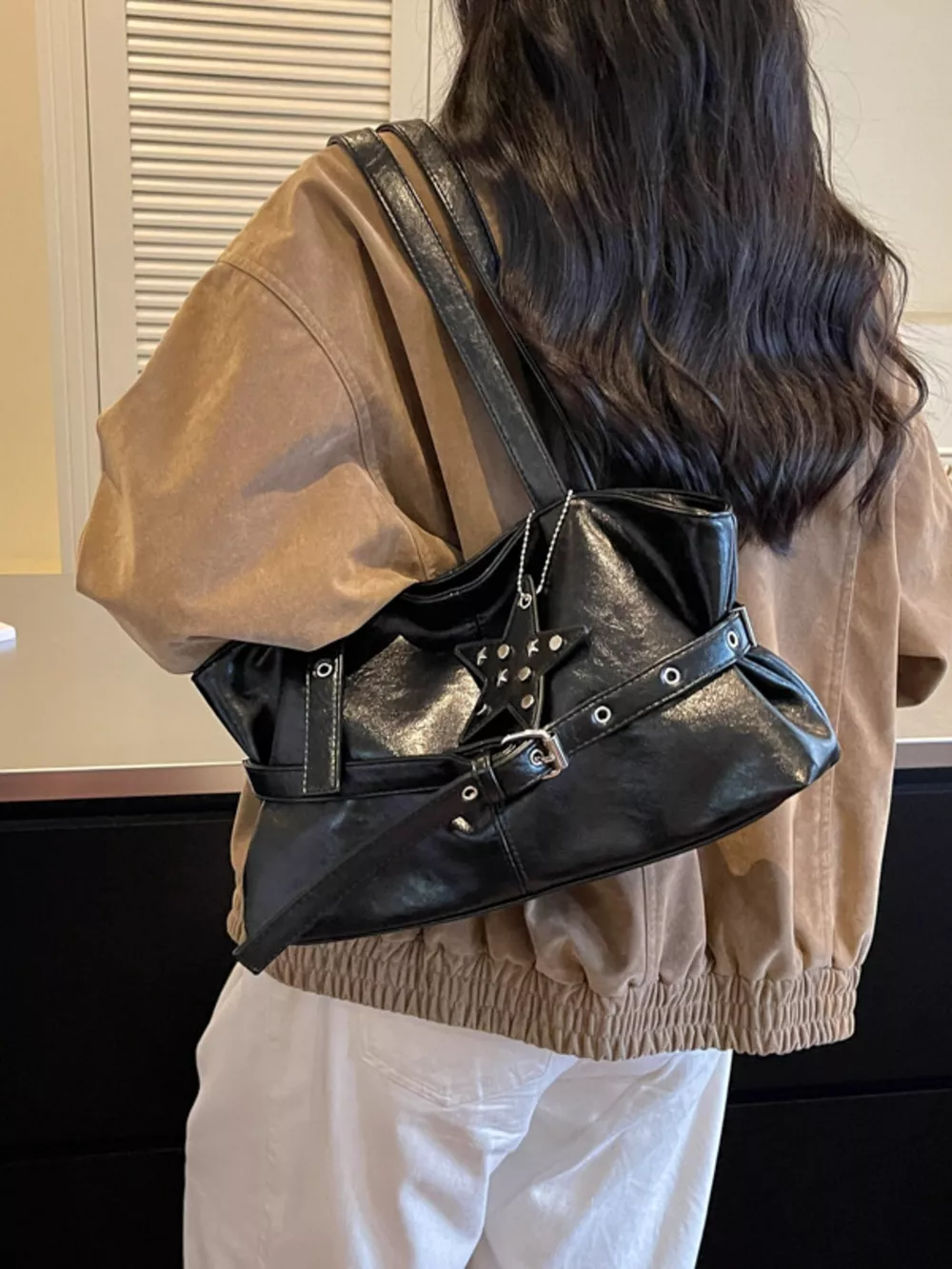 Star Charm Buckle Detail Shoulder Bag, image 5