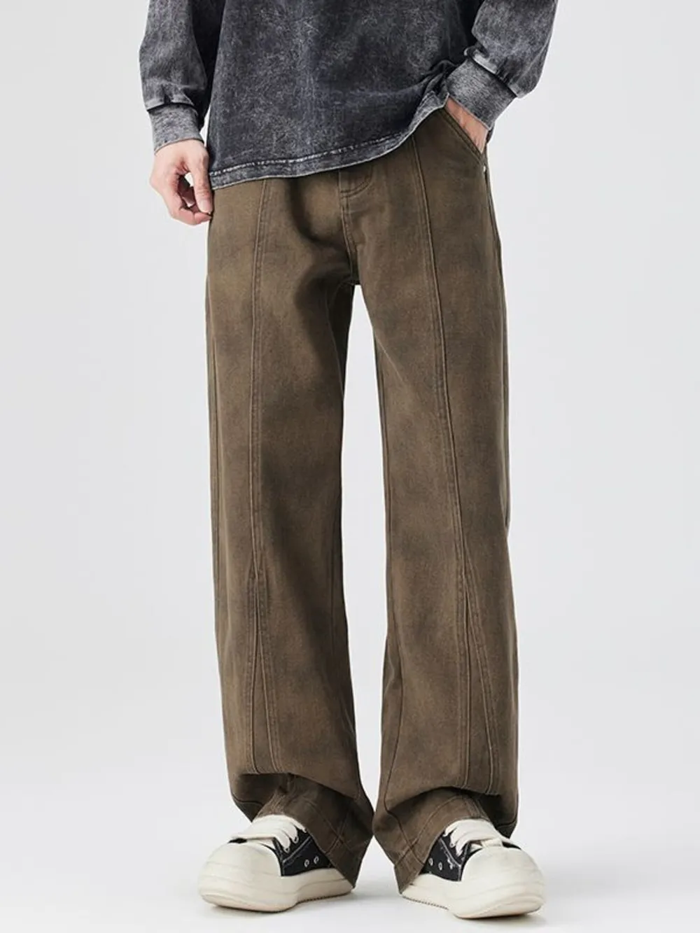 Men's Plus Size Vintage Wash Wide Leg Pants, image 9