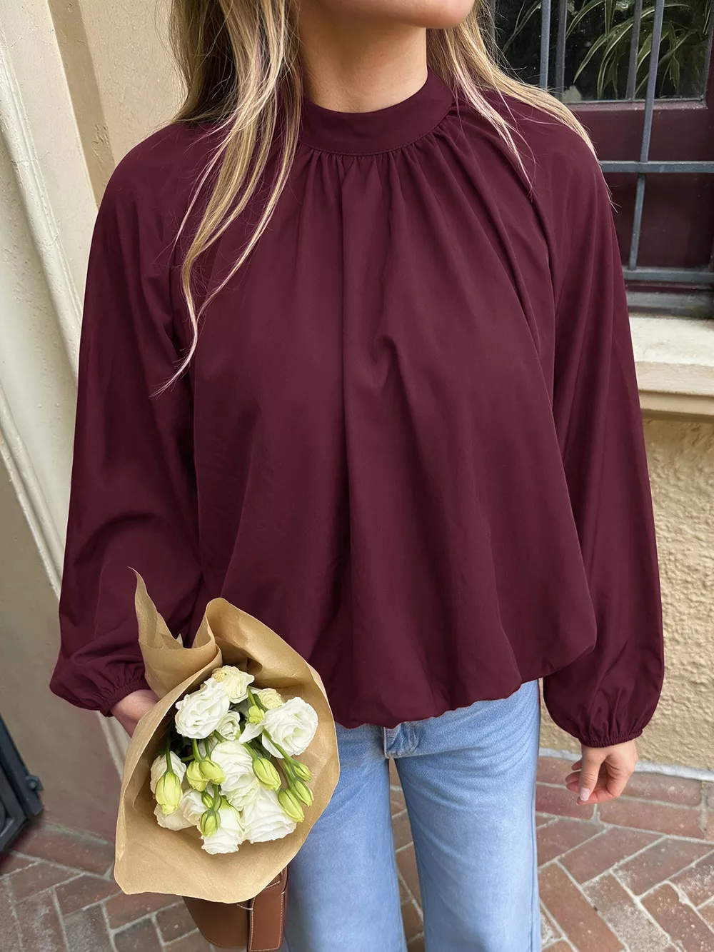 Tie Back Balloon Sleeve Blouse, image 3