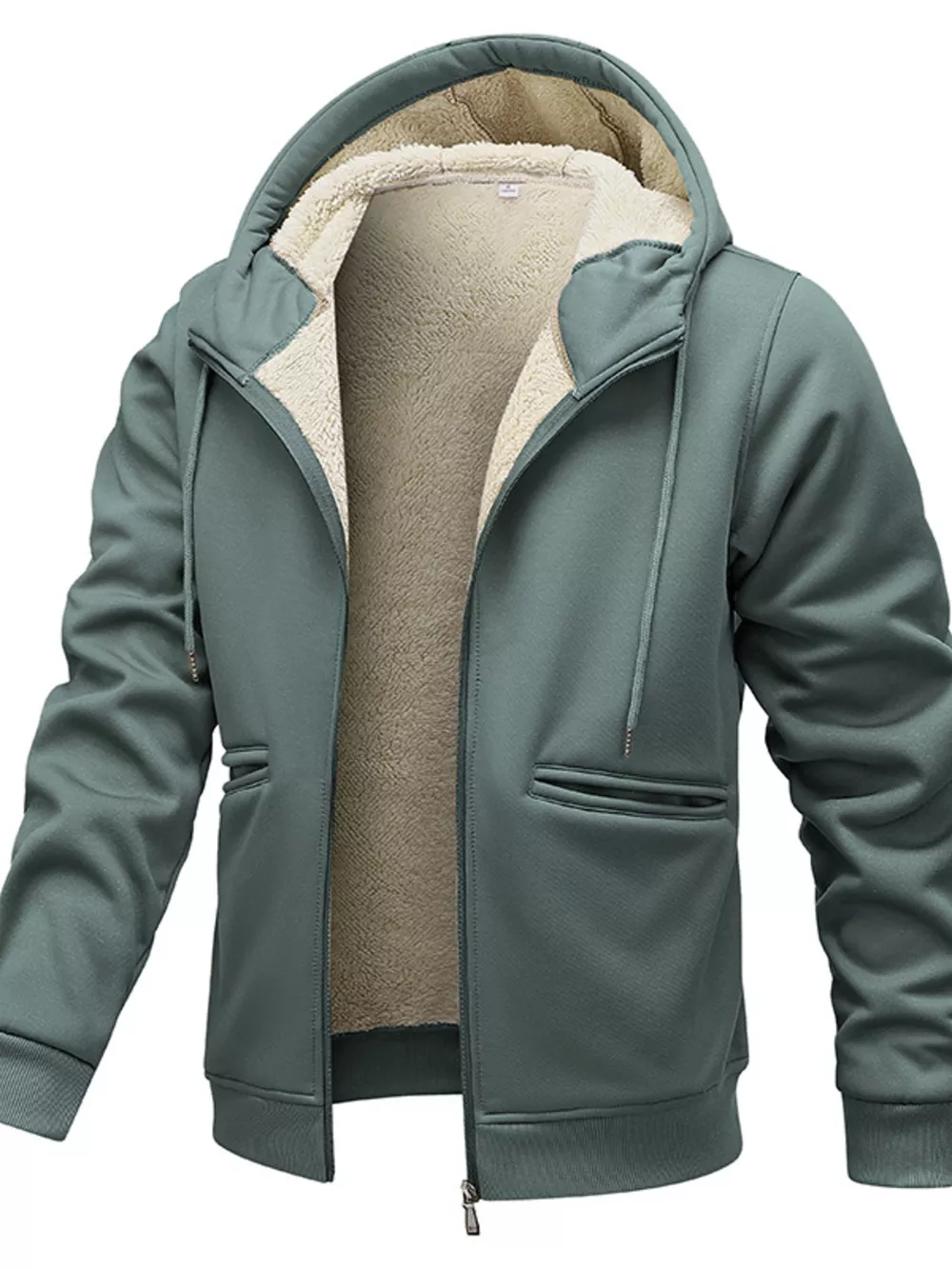 Men's Full Size Warm Fleece Lined Zip-Up Hoodie Plus Size, image 5