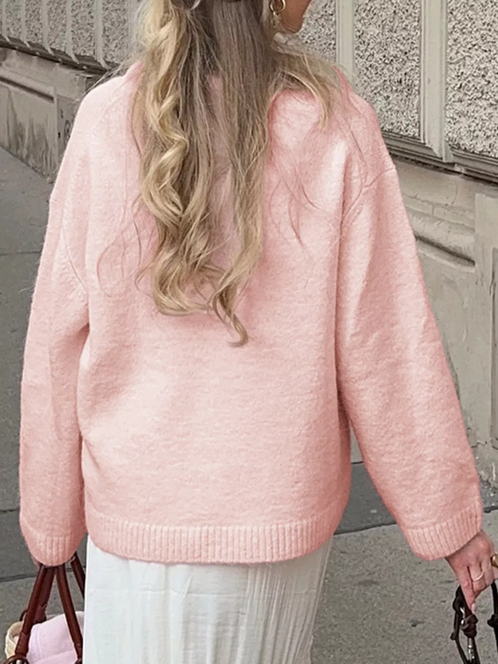 Ribbed Round Neck Dropped Shoulder Sweater, image 13