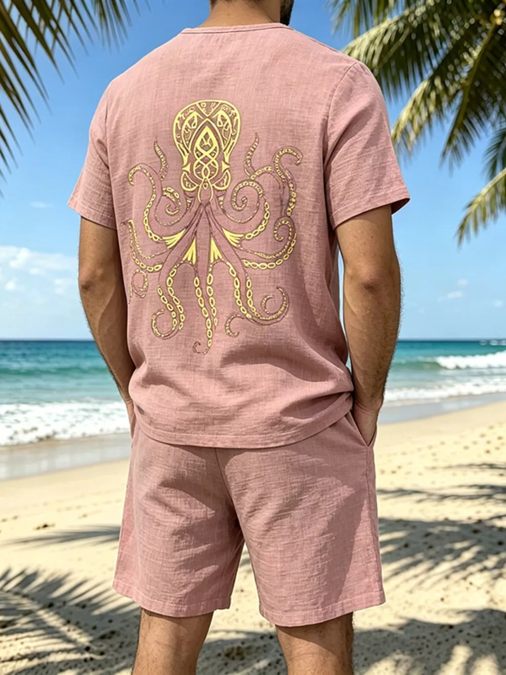 Men's Full Size Round Neck Tee and Shorts Set Plus Size, image 12