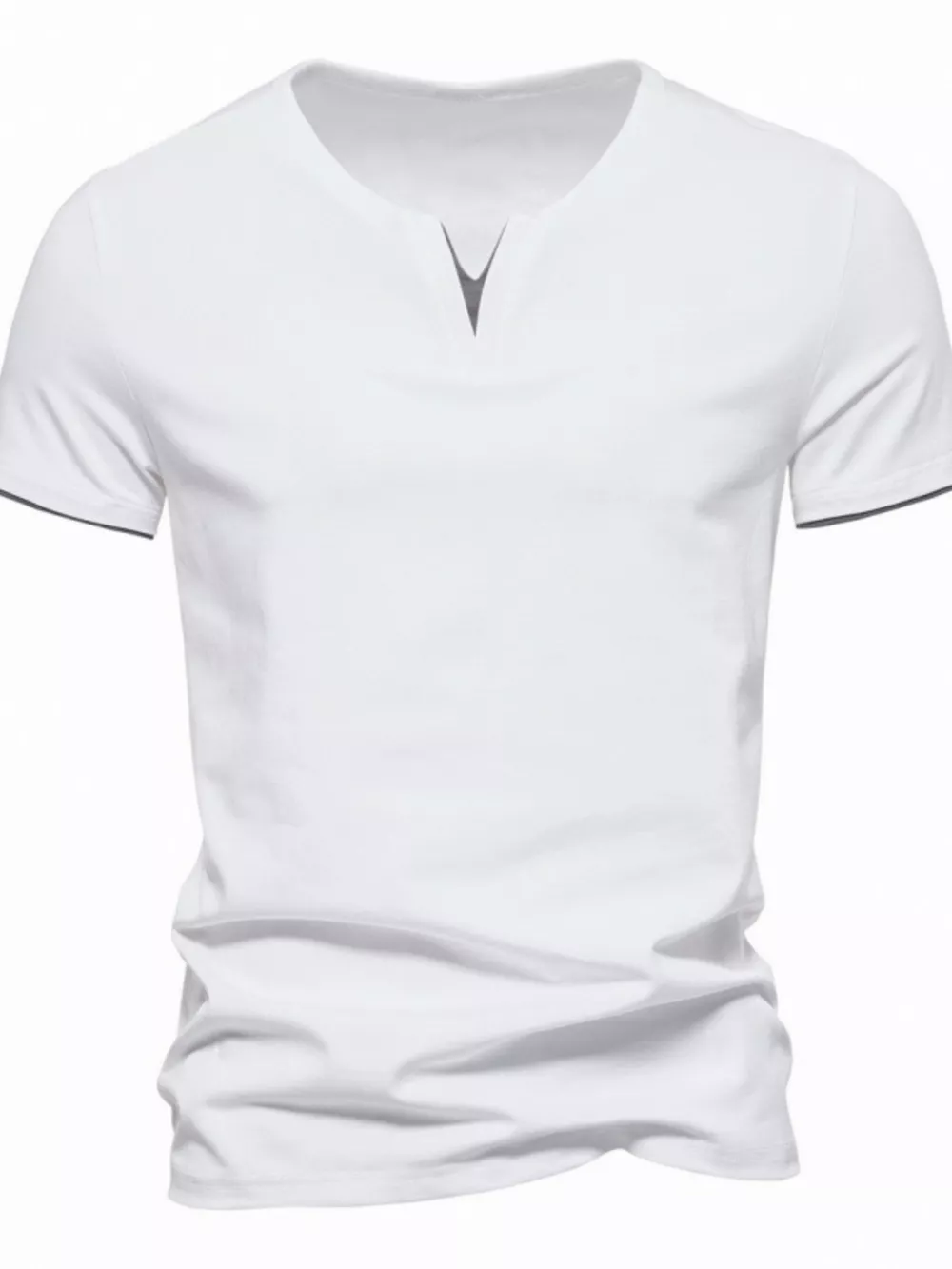 Men's Plus Size Slim Fit Notched Casual T-Shirt, image 2