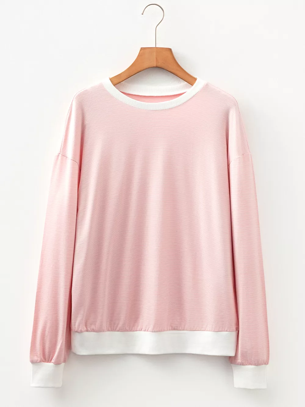Stripe Contrast Edge Patchwork Long Sleeve Top, image 8