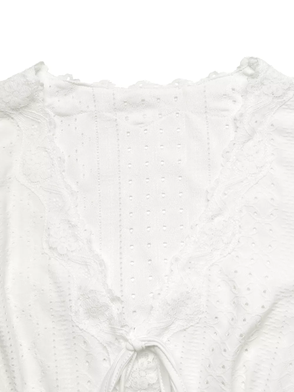 Eyelet V-Neck Long Sleeve T-Shirt, image 8
