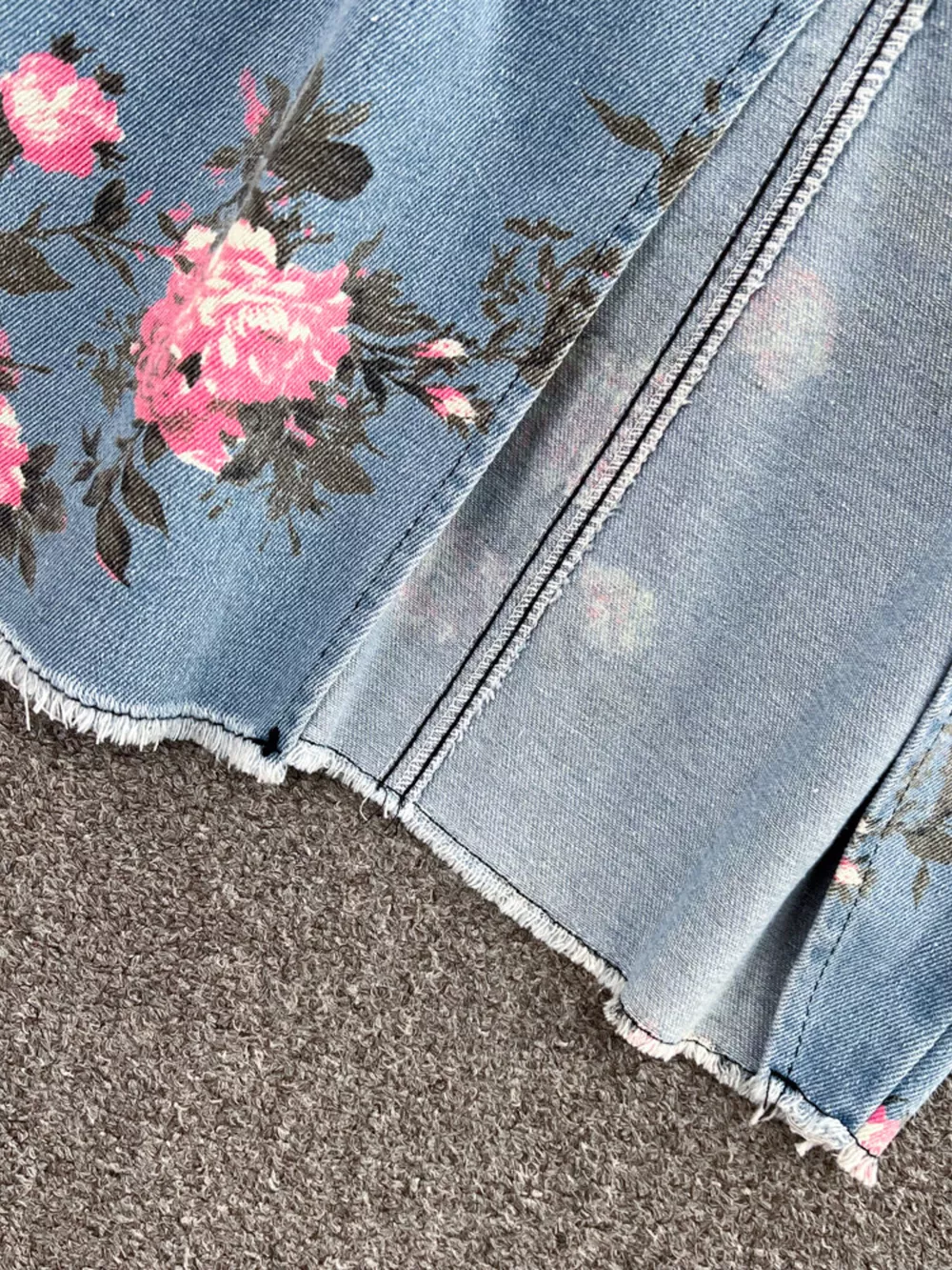 Floral Print Sweetheart Neck Cami and Skirt Denim Set, image 15