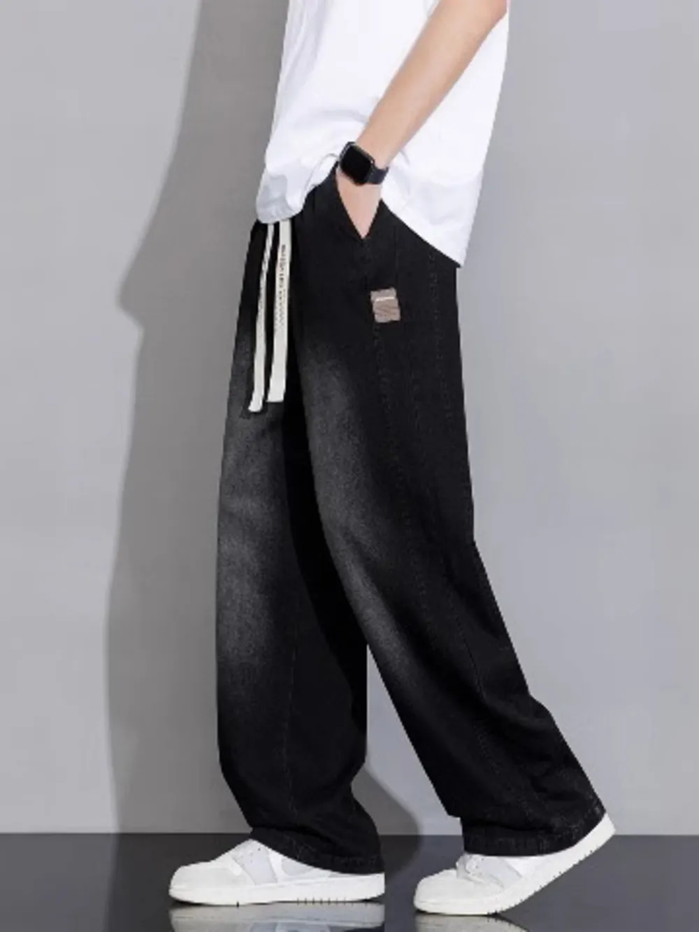 Men's Plus Size Vintage Wash Wide Leg Jeans, image 5