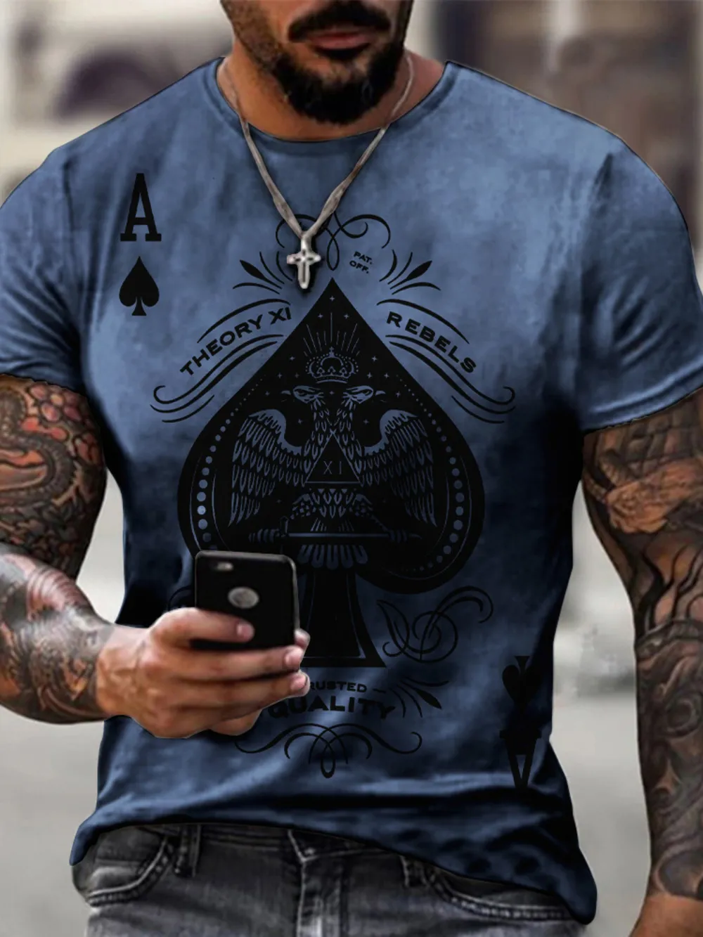 Men's Full Size Ace of Spades Graphic Print T-Shirt Plus Size, image 5