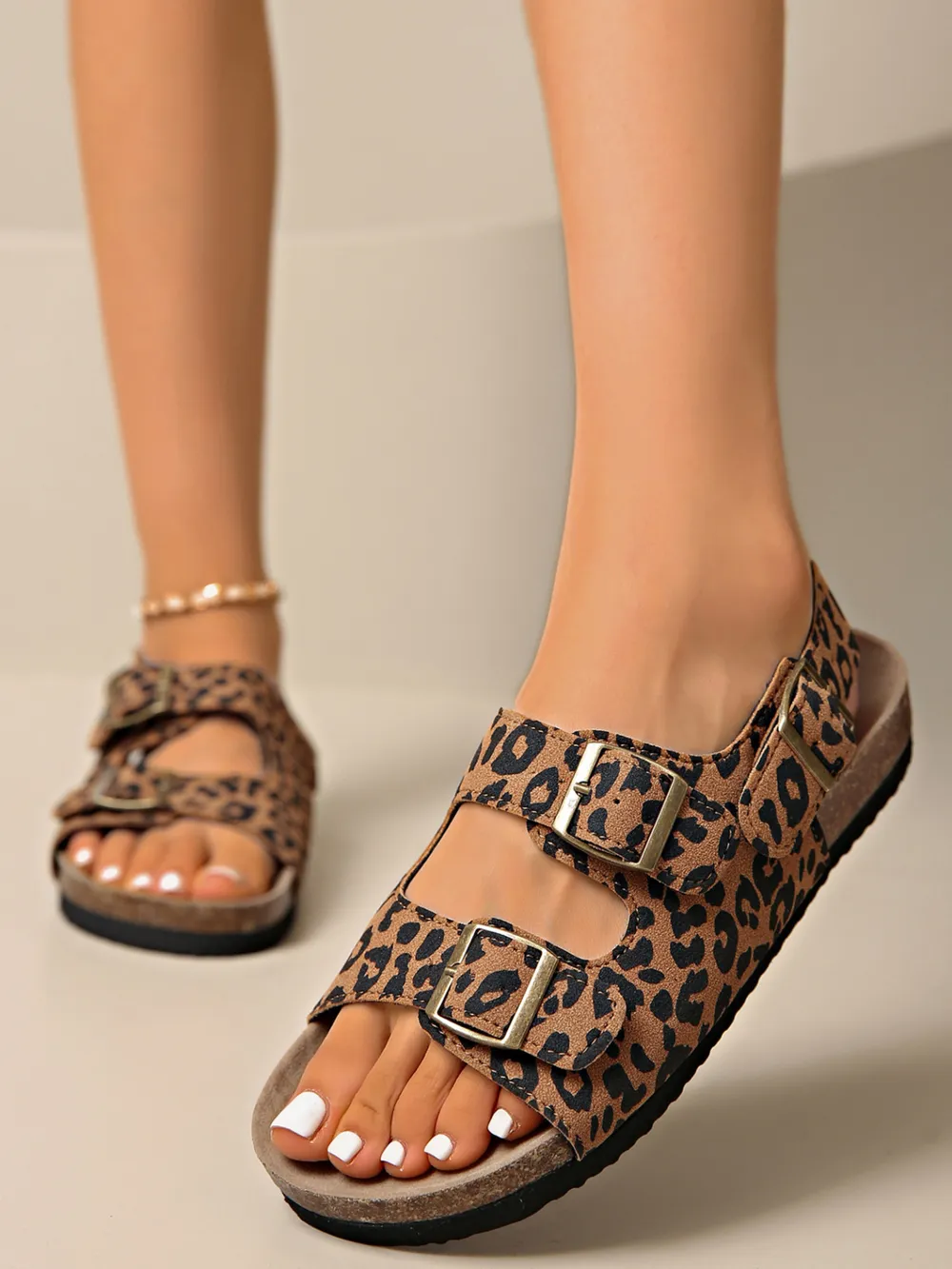 Leopard Double Buckle Sandals, image 7