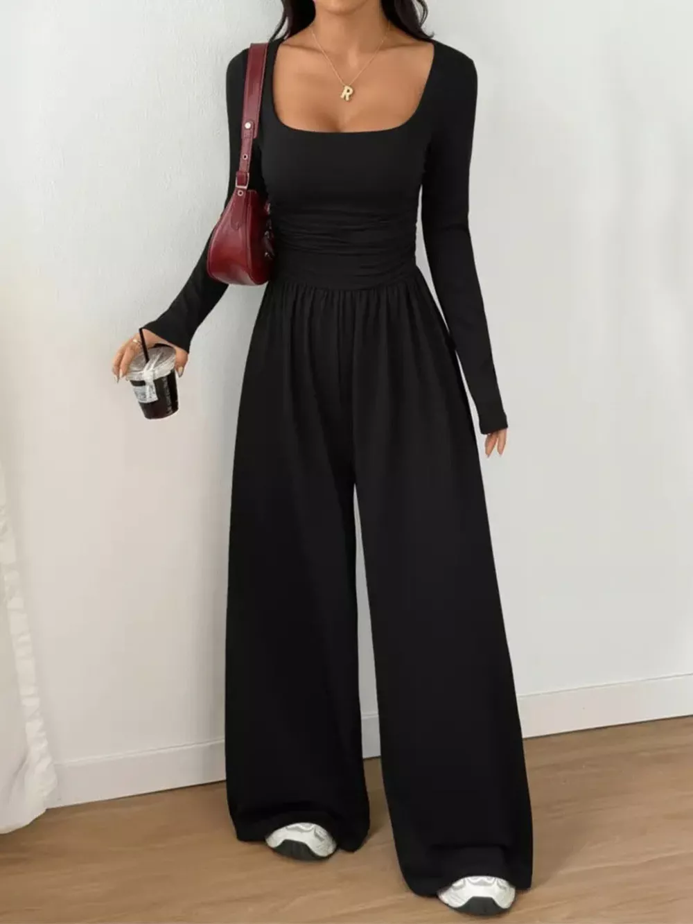 Scoop Neck Wide Leg Jumpsuit, image 3