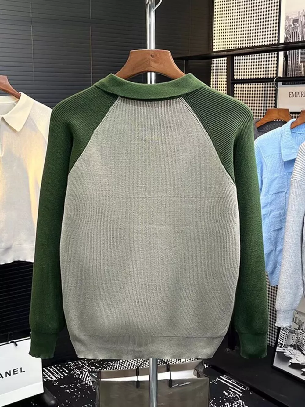 Men's Plus Size Quarter Zip Raglan Sleeve Sweater, image 3