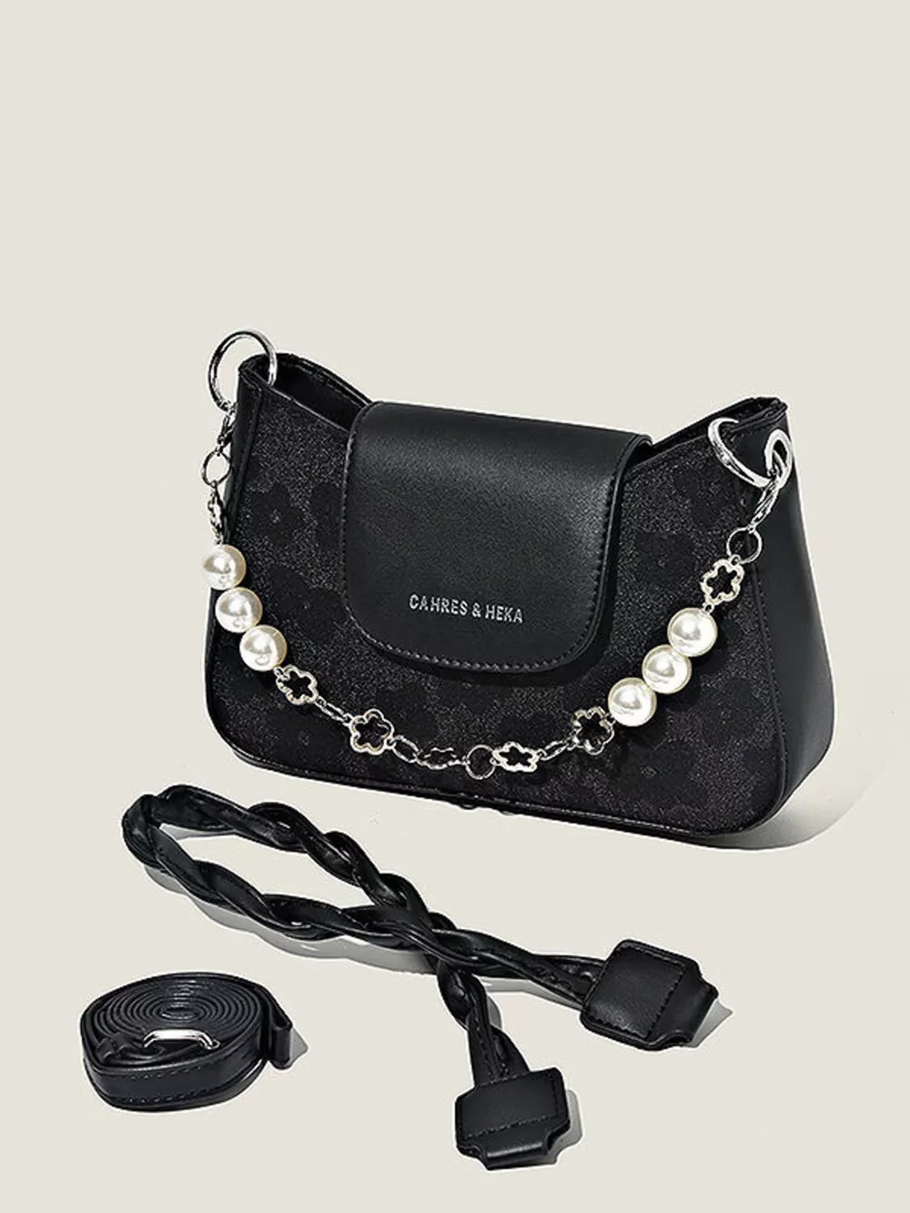Pearl Chain Decor Shoulder Bag, image 2