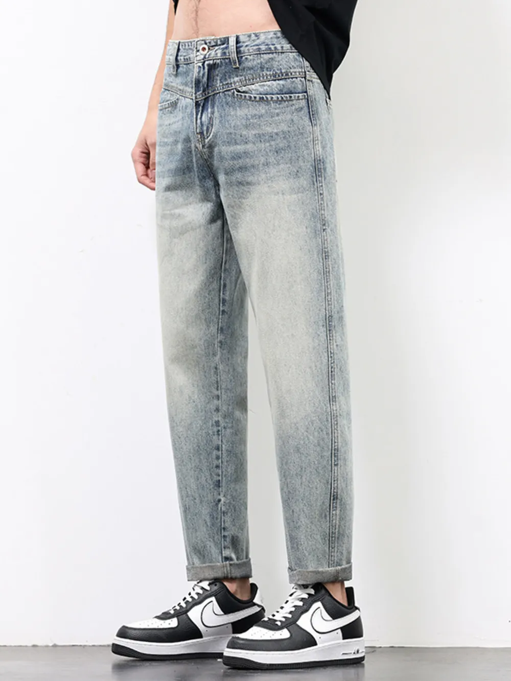 Men's Vintage Distressed Straight Leg Jeans, image 3