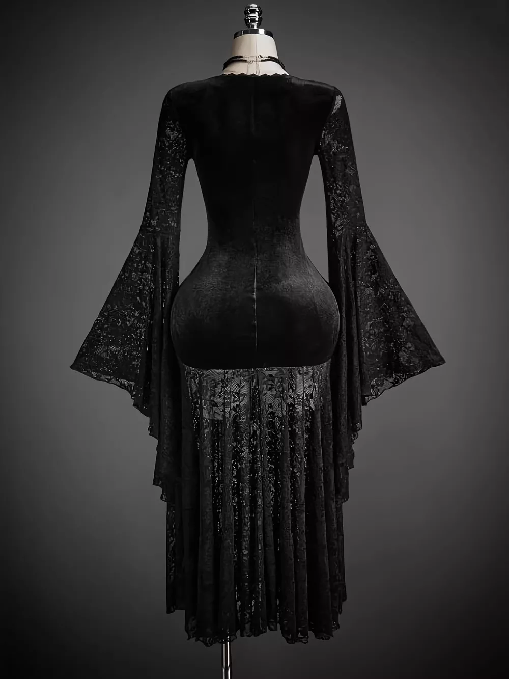 Lace V-Neck Flare Sleeve Dress, image 3