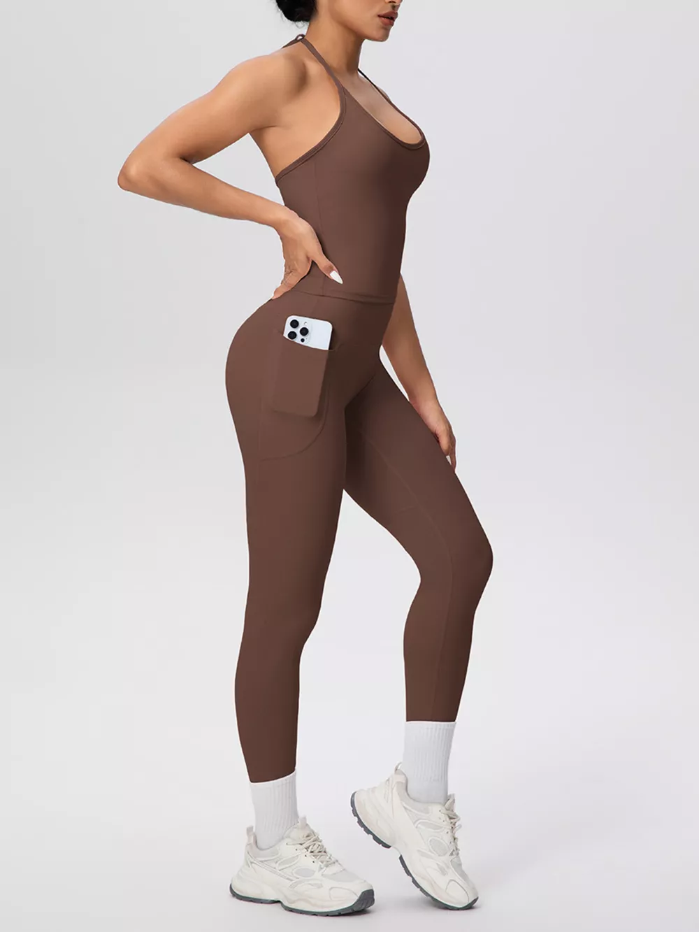 Halter Neck Cami and High-Waisted Leggings Active Set, image 18