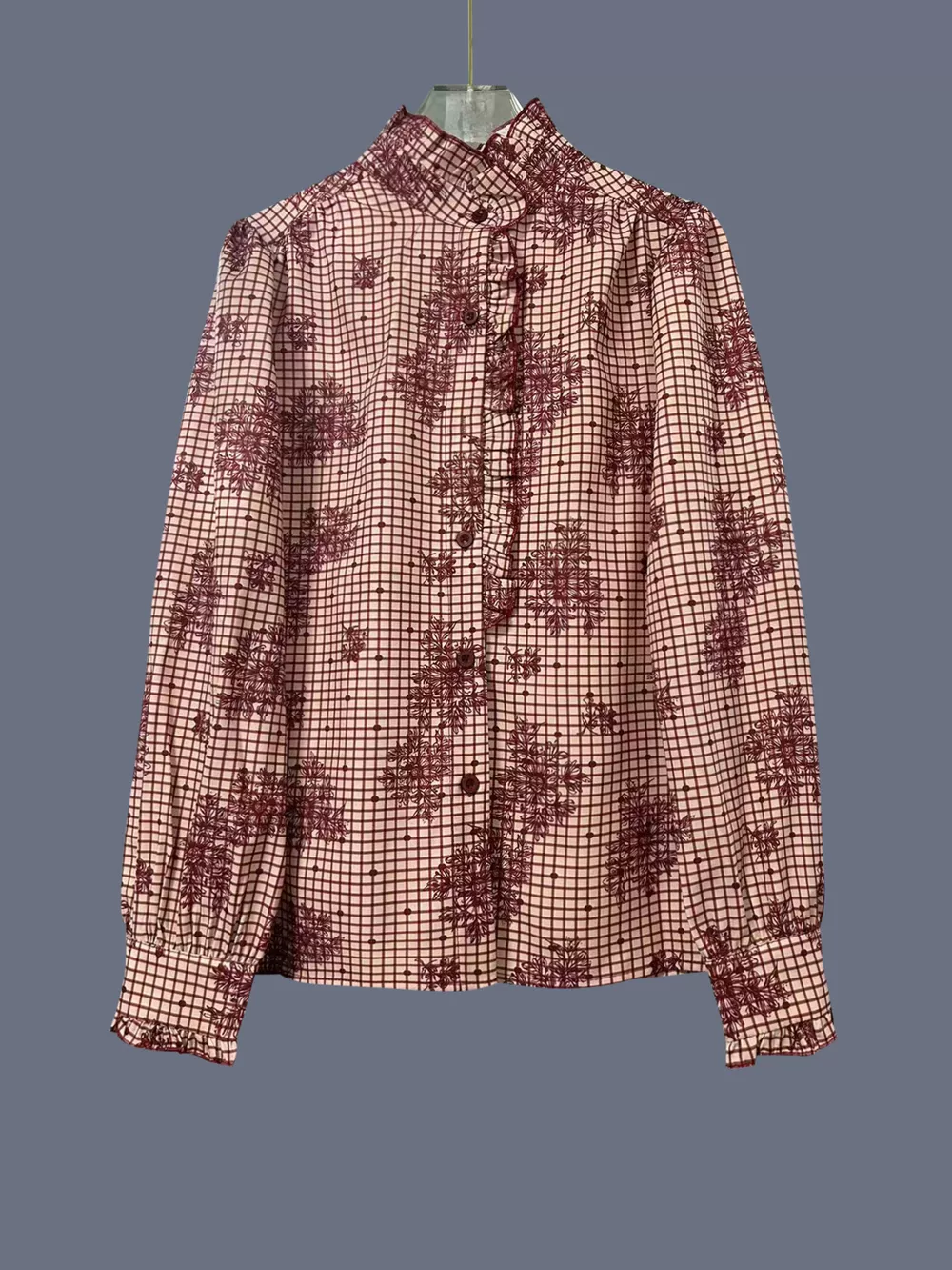 Frill Plaid Button Up Shirt, image 4
