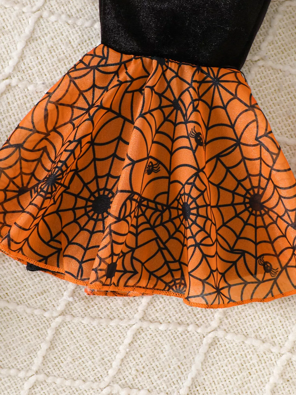 Children's Halloween Pumpkin Long Sleeve Top and Spiderweb Bell Bottom Set, image 5