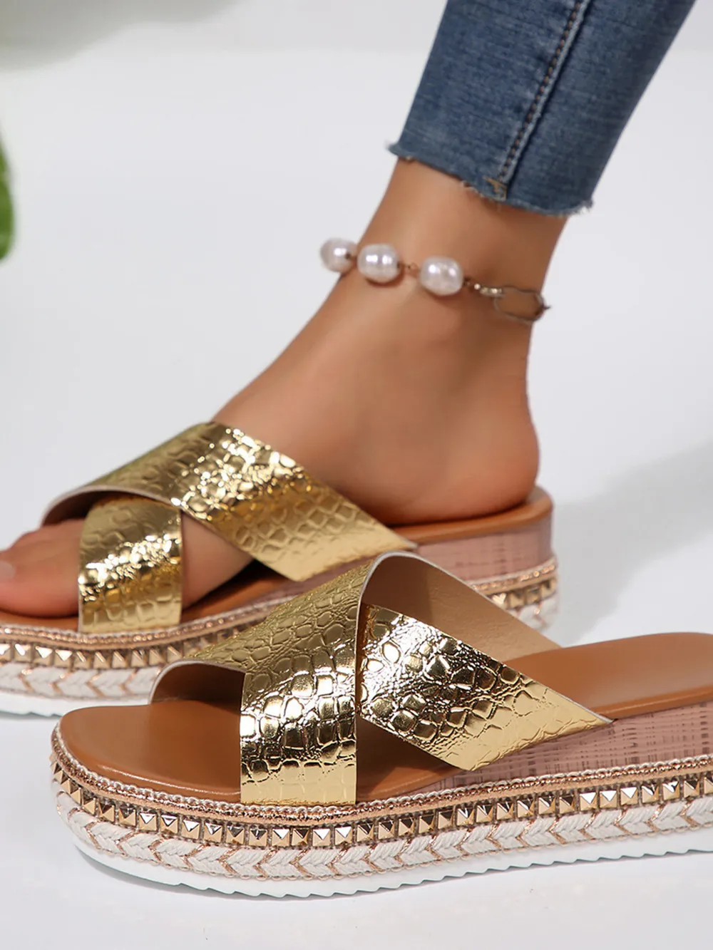 Cross-Strap Platform Sandals, image 4