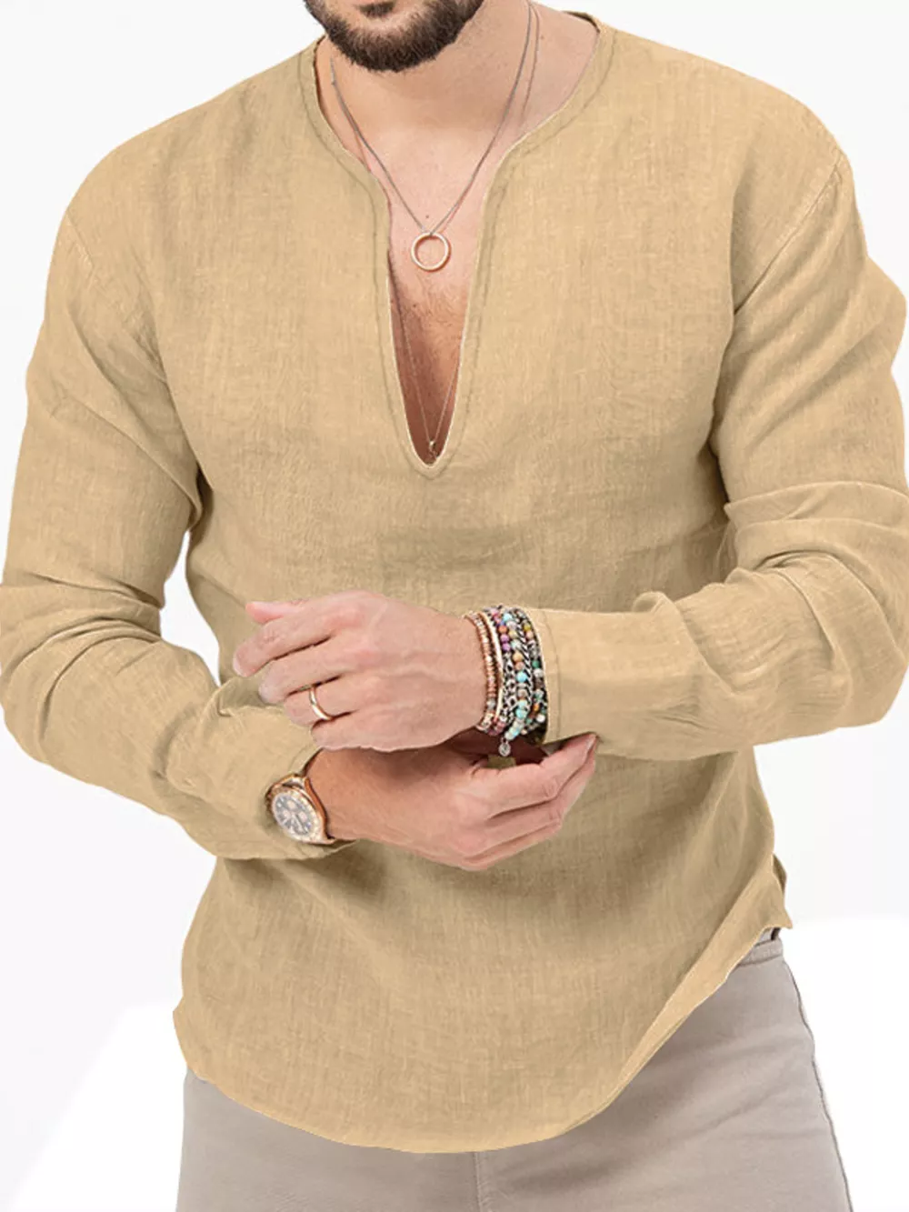 Men's Full Size Slim Fit Long Sleeve Blouse Plus Size, image 2