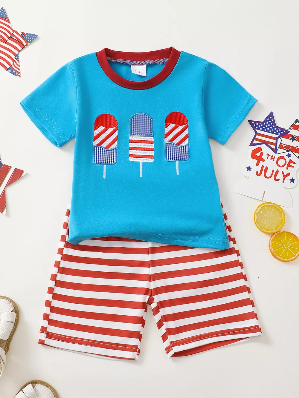 Children's Patriotic American Flag T-shirt and Shorts Set, image 4