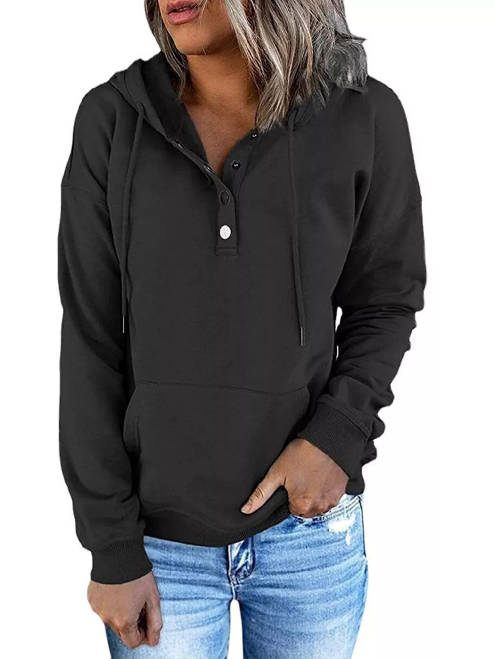 Full Size Kangaroo Pocket Drawstring Long Sleeve Hoodie Plus Size, image 6