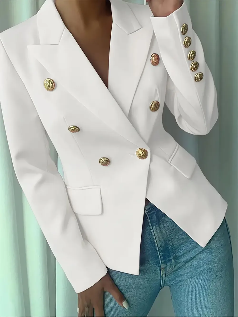 Decor Button Lapel Collar Blazer, image 20