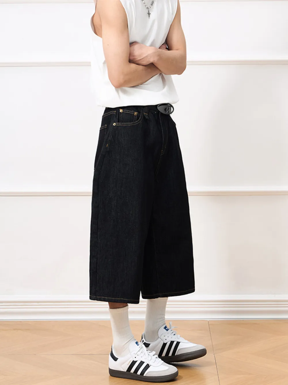 Men's Wide Leg Capris Jeans, image 3
