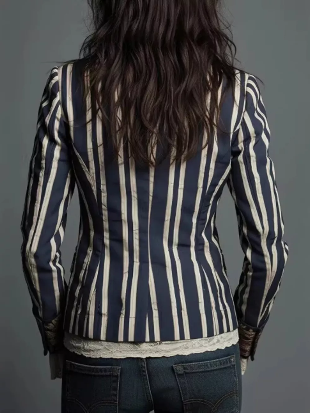 Striped Floral Contrast Slim Fit Blazer, image 4