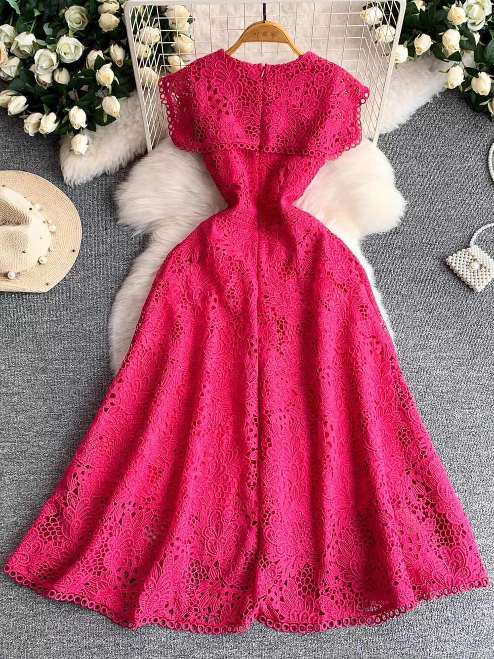 Lace Sleeveless A-Line Dress, image 3