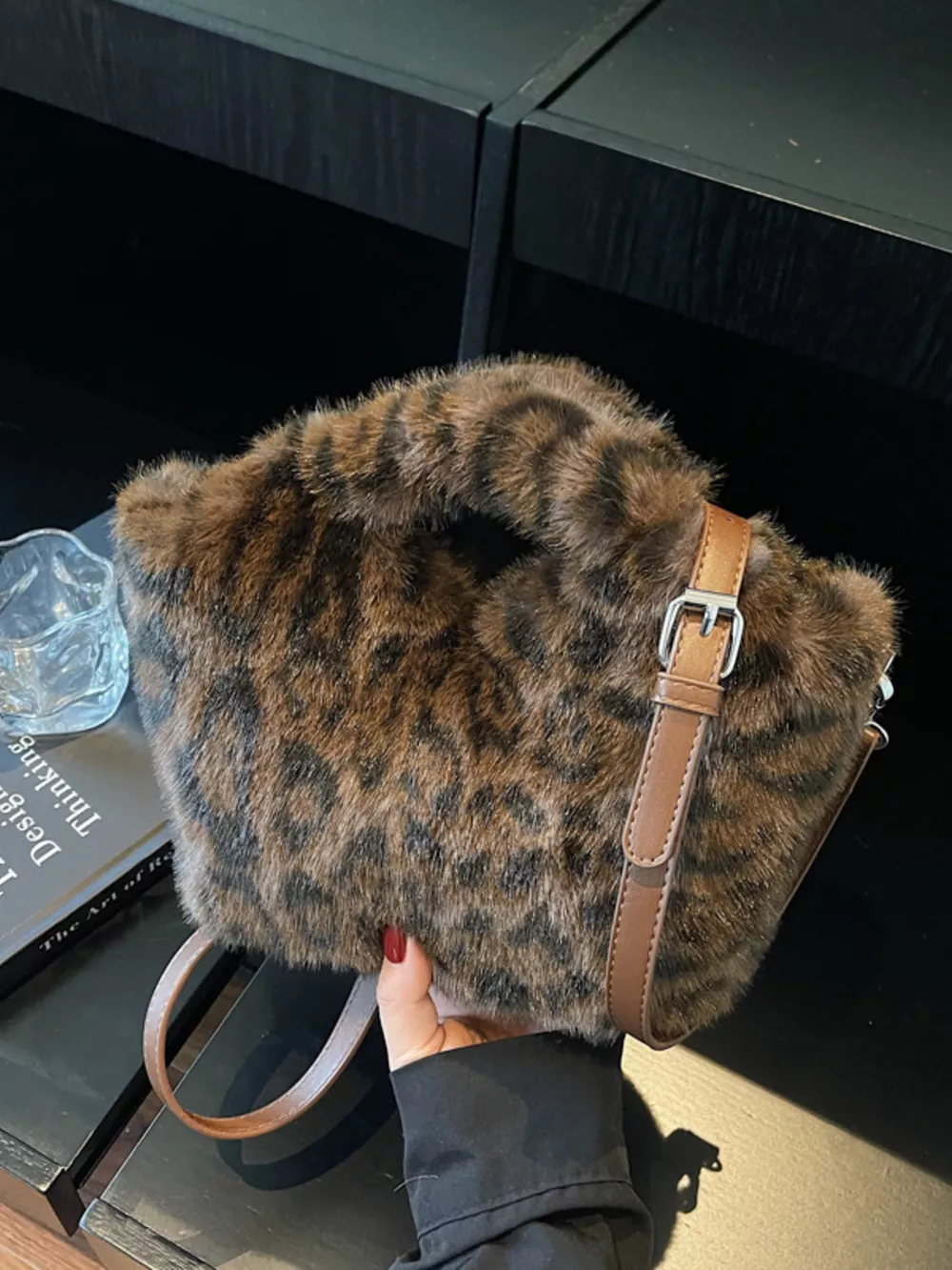 Leopard Plush Crossbody Bag, image 3