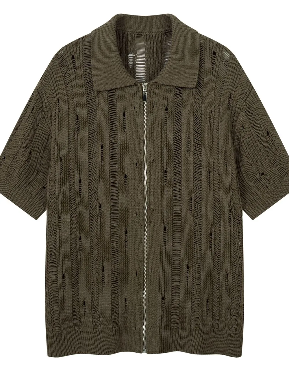 Men's Zip Up Openwork Cardigan, image 3
