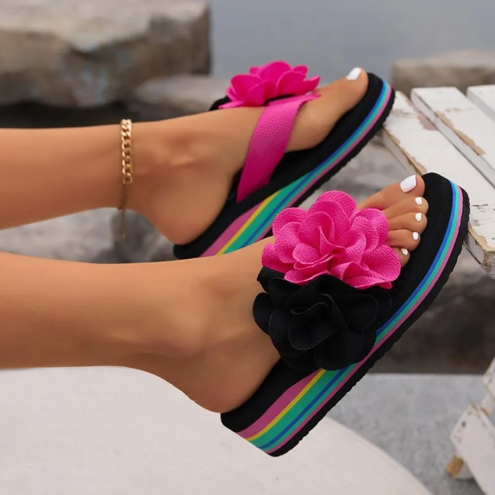 Flower Toe Post Platform Sandals, image 3