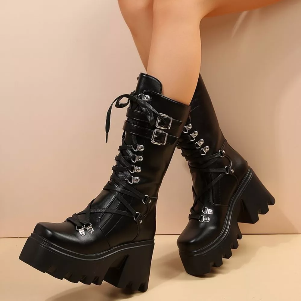 Lace Up Block Heels Boots, image 4