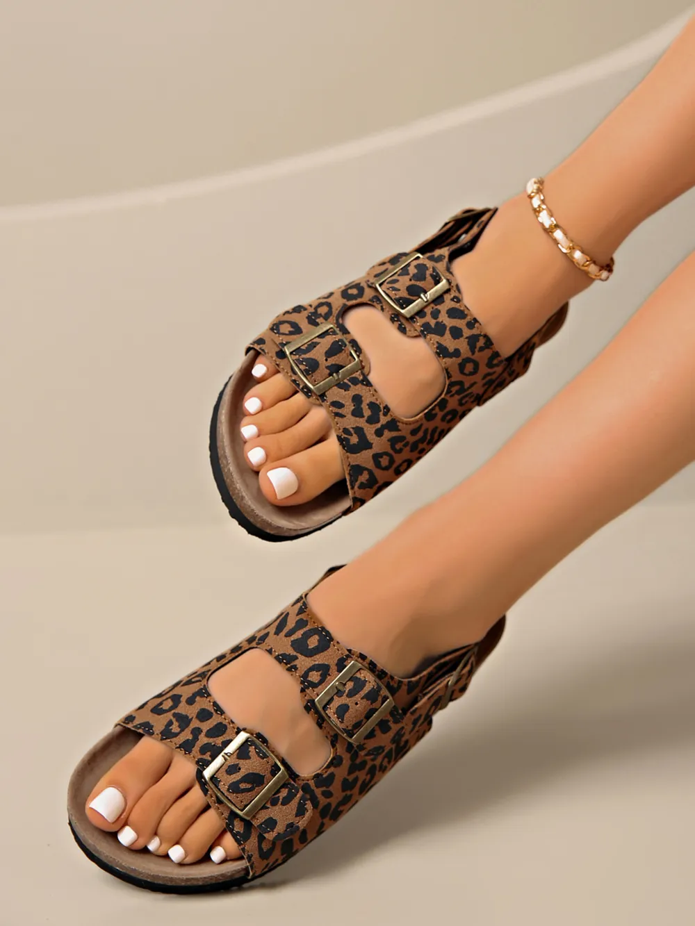 Leopard Double Buckle Sandals, image 9