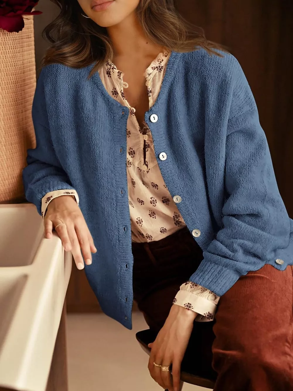 Button-Down Dropped Shoulder Cardigan, image 16