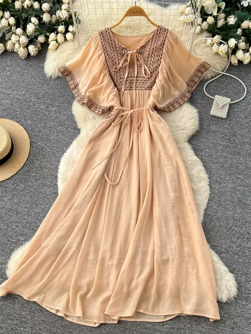 Tie Neck Short Sleeve Dress, image 15