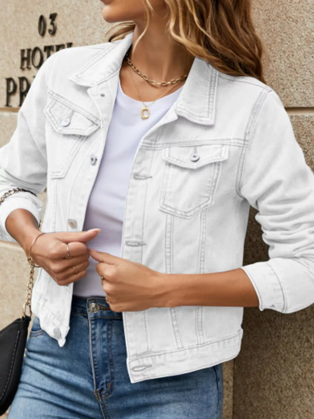 Slim-Fit Button Up Denim Jacket, image 7
