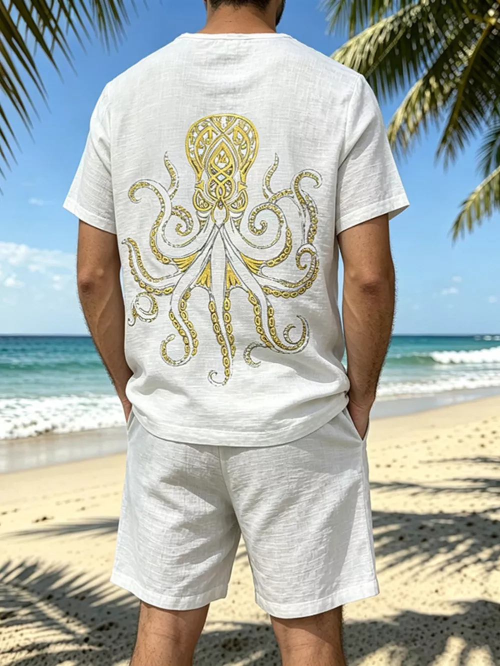 Men's Full Size Round Neck Tee and Shorts Set Plus Size, image 16