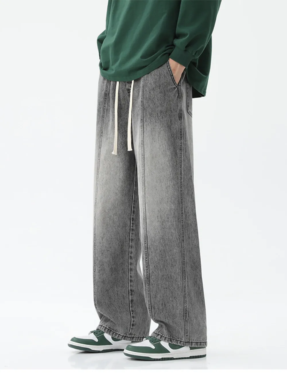 Men's Full Size Drawstring Wide Leg Jeans Plus Size, image 13