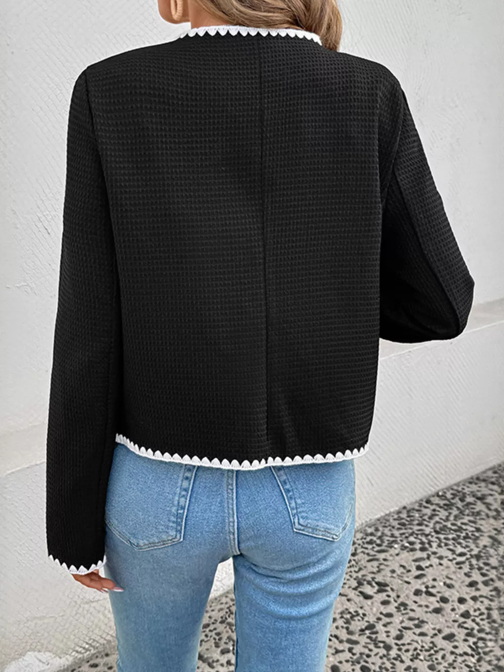 Contrast Trim Open Front Jacket, image 13