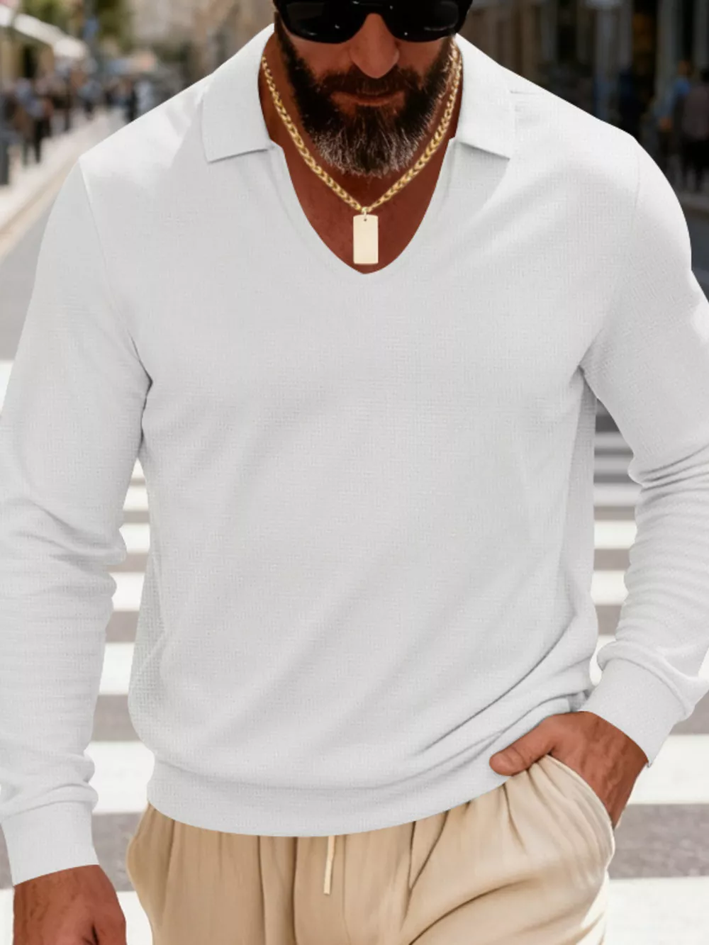 Men's Full Size Slim Fit Long Sleeve Polo Plus Size, image 22