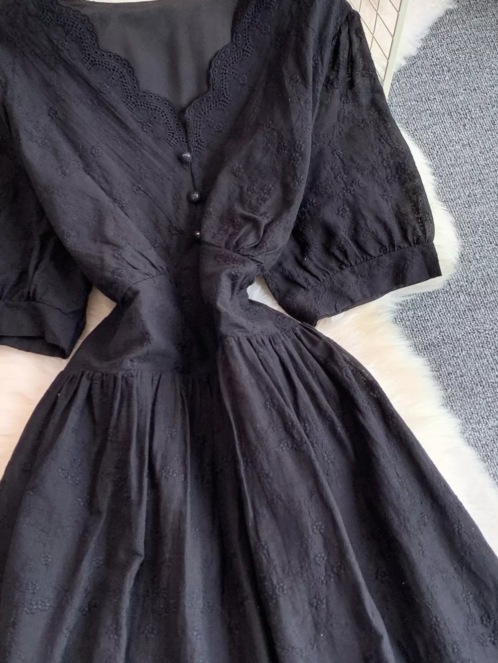 Lace Detail A-Line Midi Dress, image 19