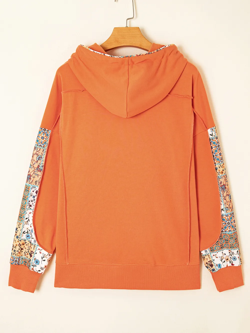 Floral Patchwork Hoodie with Drawstring, image 4
