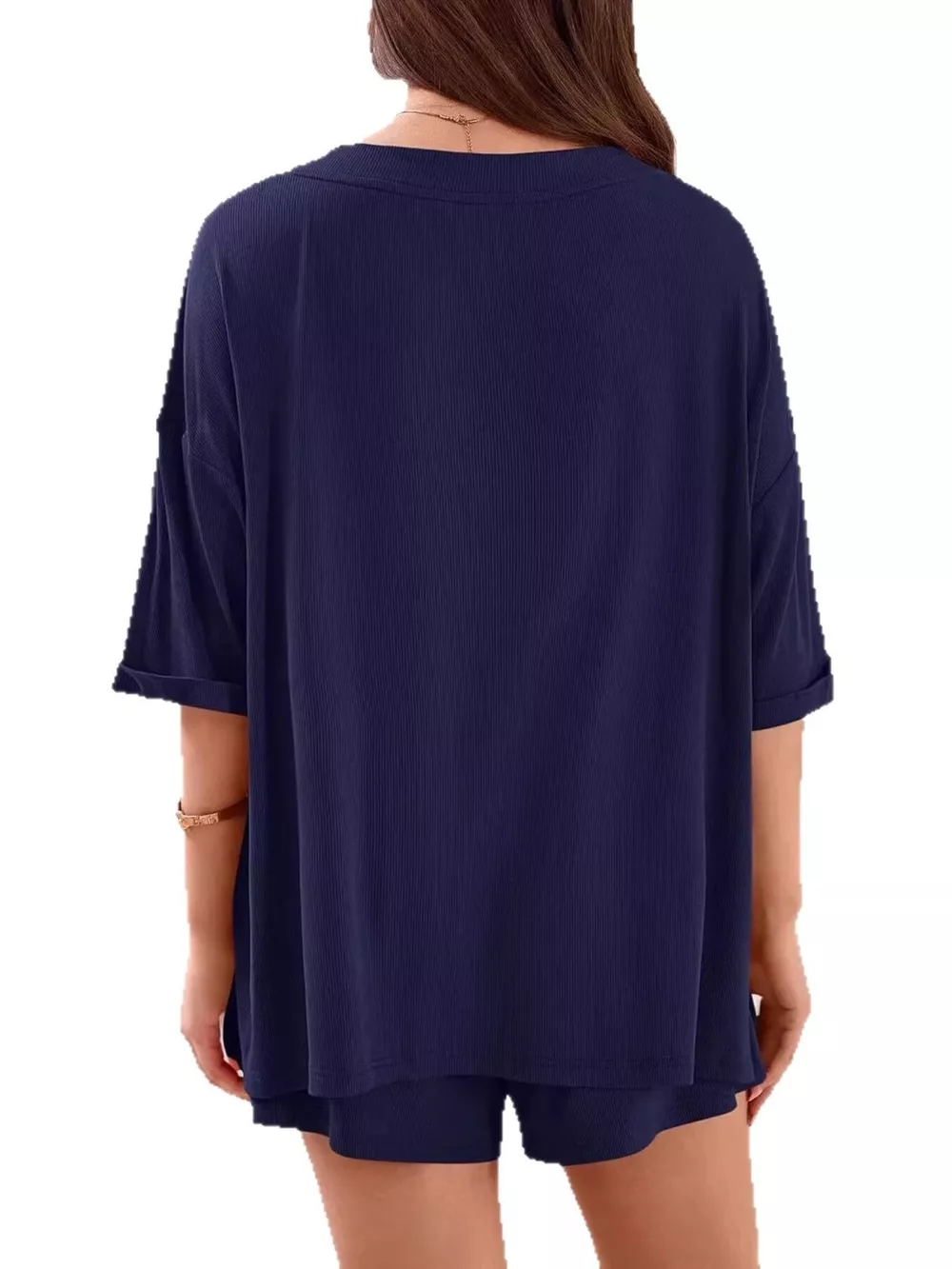 Casual Solid Color V-Neck Top & Shorts Set, image 31